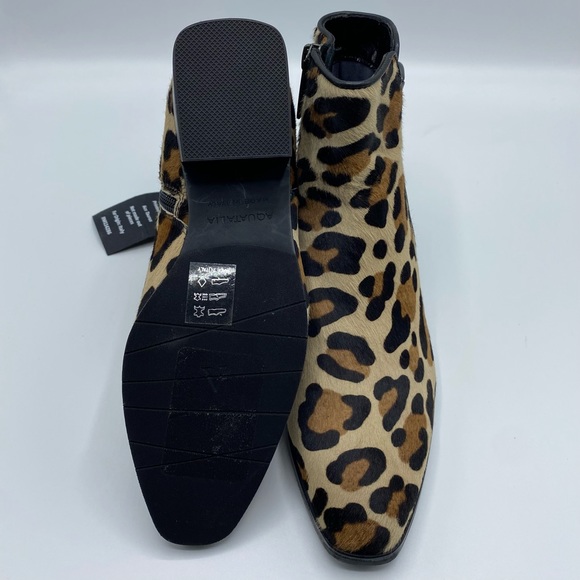Aquatalia Faria Leopard Print Weatherproof Genuine Calf Hair Ankle Booties - Picture 7 of 14